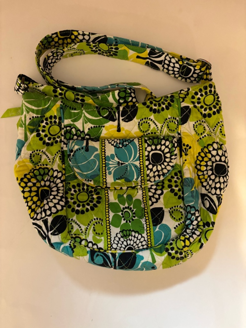Vera Bradley Floral Quilted Shoulder Bag in Green, Teal and Black